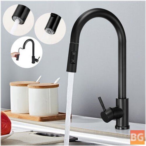 Brushed Nickel Kitchen Faucet with 360° Rotation and Pull Out Spray