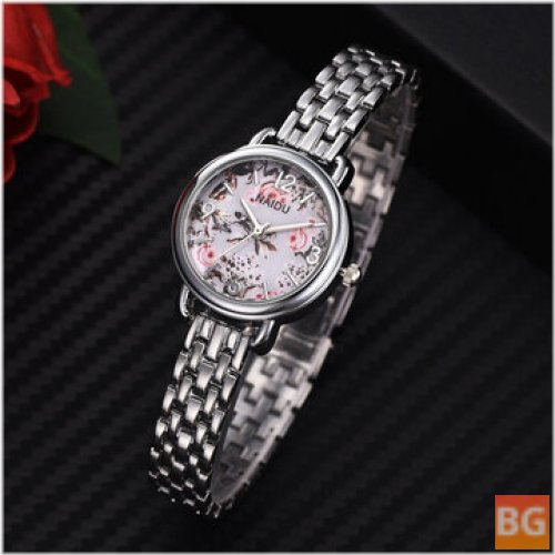 NAIDU Casual Style Ladies Wristwatch - Full Steel Band, Quartz Watch