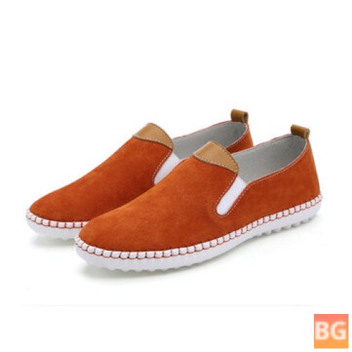 Women's Casual Shoes - Comfortable and Outdoor- Leather Slip on Flats