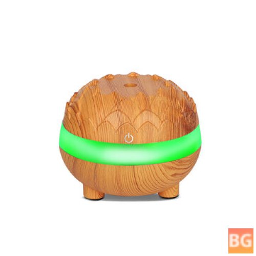 Wood Grain Ultrasonic Air Humidifier with 7 Colors LED Lights - Essential Oil Diffuser
