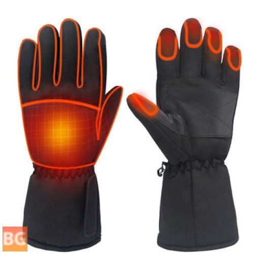 Electric Heated Gloves - Touchscreen Warm Battery Gloves - Full Finger Waterproof Heating Thermal Gloves - Ski Bike Mobile Phone Motorcycle Gloves - Winter
