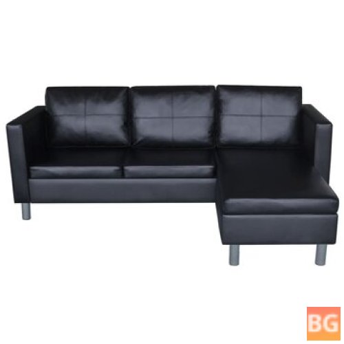 Sectional Sofa with Arms and Legs in Black