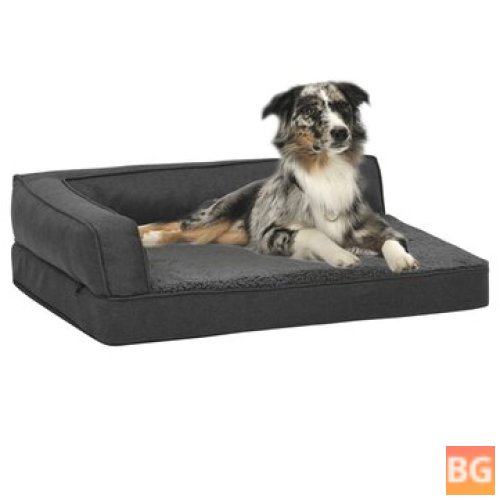 Dog Bed - Ergonomic Linen Look 60x42 cm - Dark Gray