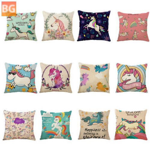 Home Decoration - Cartoon Unicorn Animal Square 12 Pattern Pillow Case