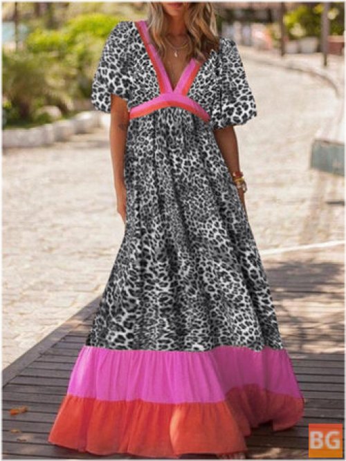 Leopard Splice Maxi Dress