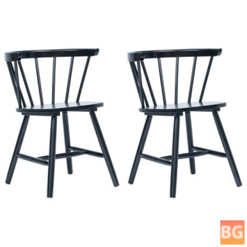 2-Piece Solid Rubberwood Chairs with Black Fabric