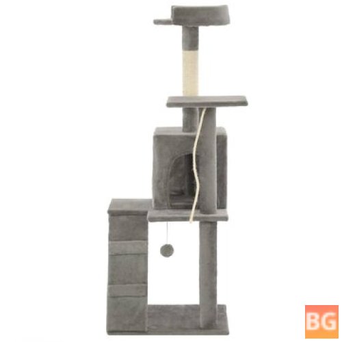Sisal Scratch Post with Gray Cat Scratch Pad