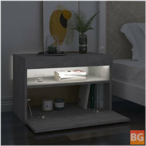 Gray Bedside Cabinet with LED Lights