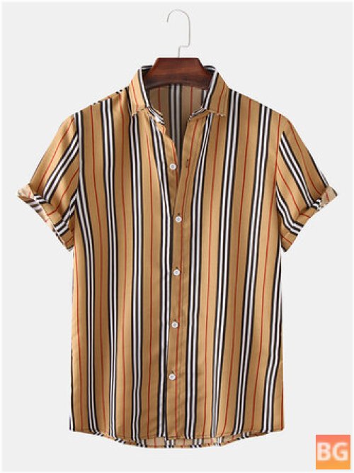Vintage Striped Breathable Shirts for Men