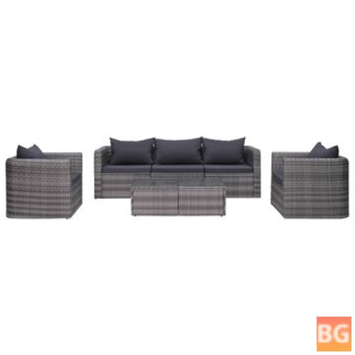 Gray Sofa Set with Cushions & Pillows