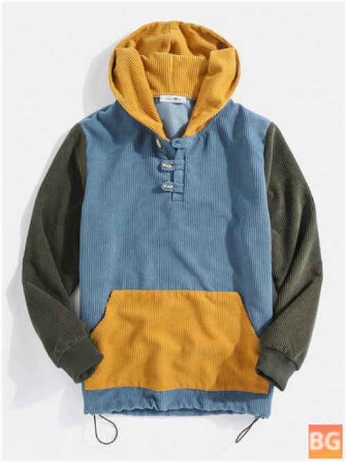 Button-Down Hoodie with a Kangaroo Pocket