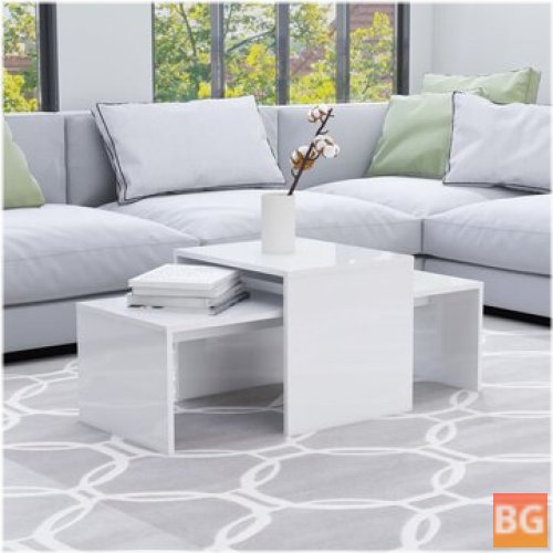 High Gloss White Coffee Table Set 39.4