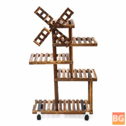Windmill Flower Pot Shelf with Wheels for indoor and outdoor use
