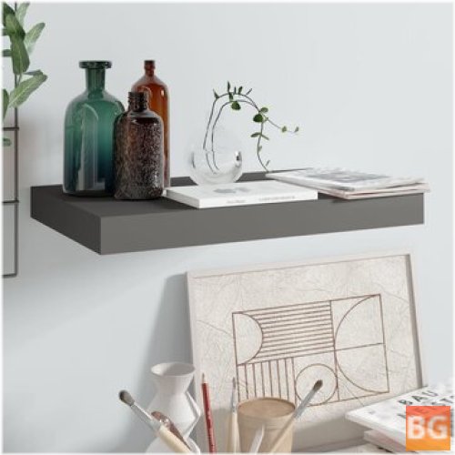 High Gloss Gray Floating Wall Shelf - 15.7