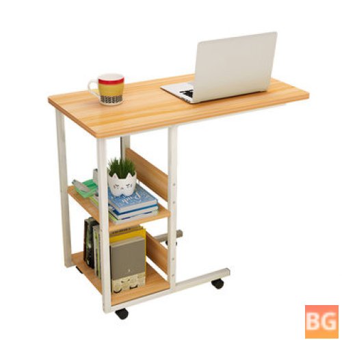 Movable Bedside Laptop Desk with Storage Shelves