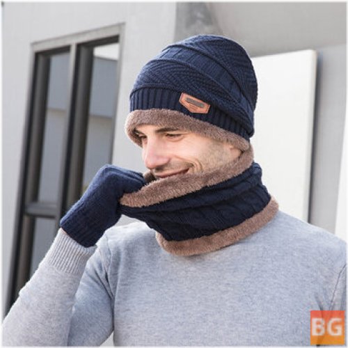 3PCS Wool Beanie Scarf for Men - Casual