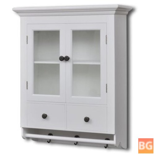 White Wood Glass Door Kitchen Wall Cabinet