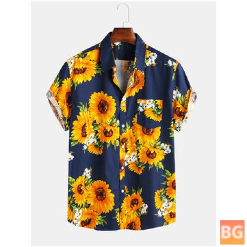 Sunflower Printed Fit Loose-fitting Shirts for Men