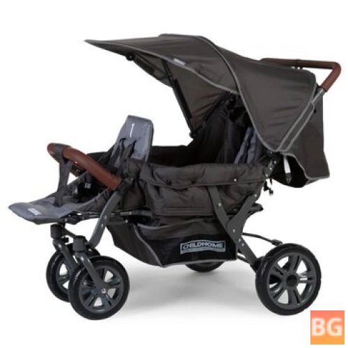 vidaXL 427421 CHILDWHEELS Stroller for three children anthracite CWTRIP Baby Stroller - Portable Travel Children Carriage Foldable Cart