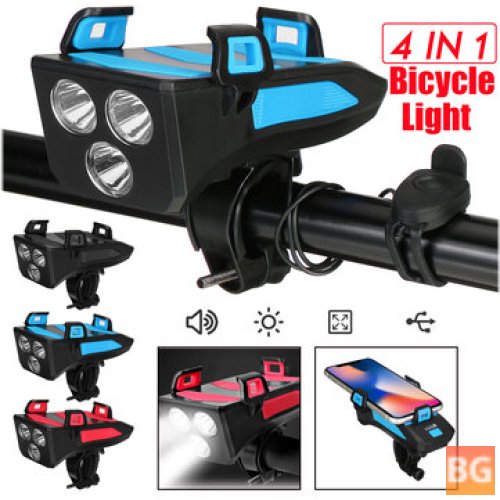 4-in-1 Bike Light with Horn, Phone Holder, and Power Bank