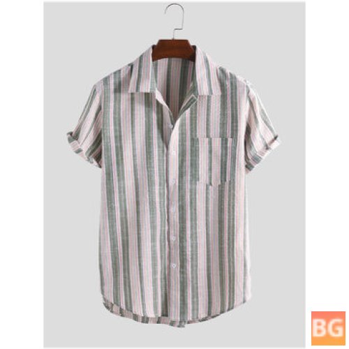 Short Sleeve Cotton Vertical Stripe T-Shirts