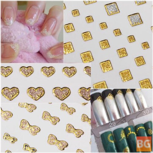 Glitter Golden Water Nail Art Stickers