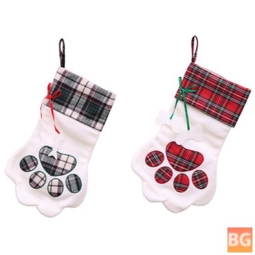 Plaid Dog Paw Christmas Stockings