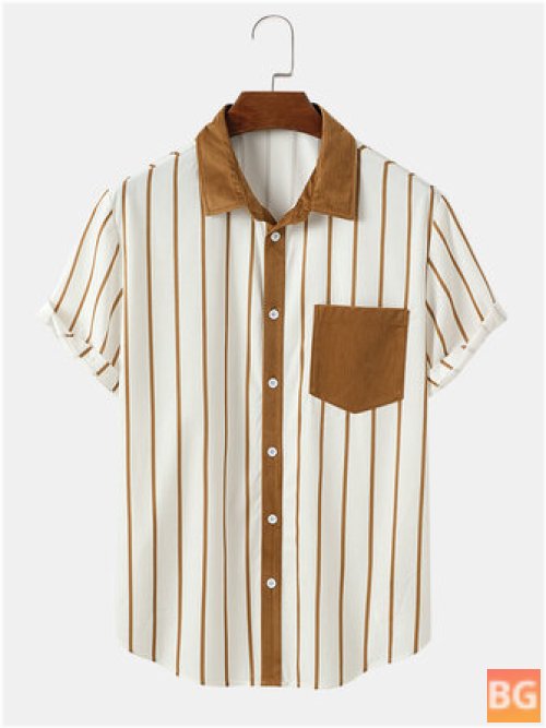 Striped Corduroy Pocket Shirt
