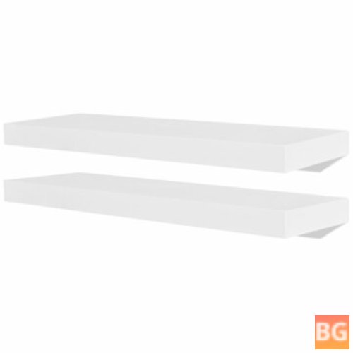 2 White Floating Shelves for Books/DVDs