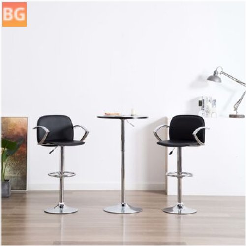 Black Bar Stools with Armrests - 2 pcs