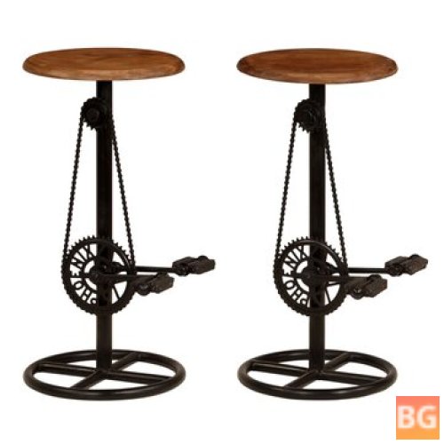End Table with Wheels and Mango Wood Chairs for Kitchen and Dining Room