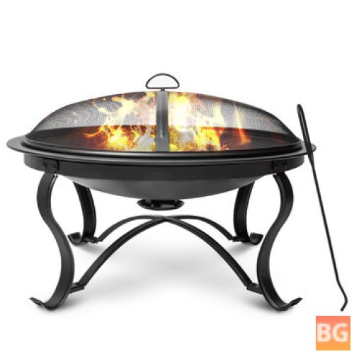 Kingso 30 Inch Wood Burning Fire Pit with Ash Plate Spark Screen and Log Grate