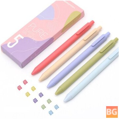 KACO 5-Pcs New Ink Pen Refill - Candy Color Shell - Hand Accounting Painting Supplies