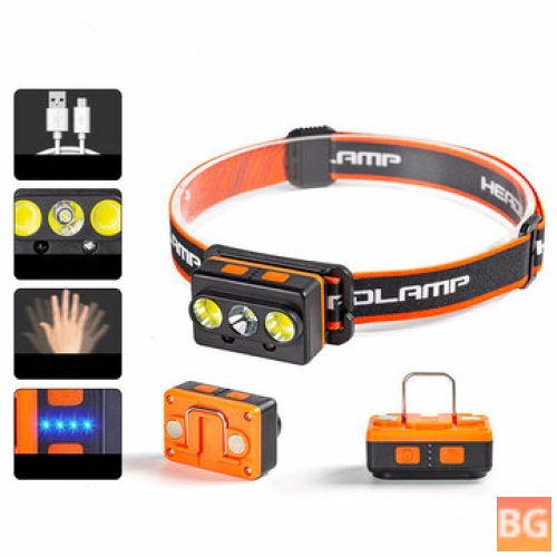 COB LED Head Lamp with Flashlight and Built-in Battery