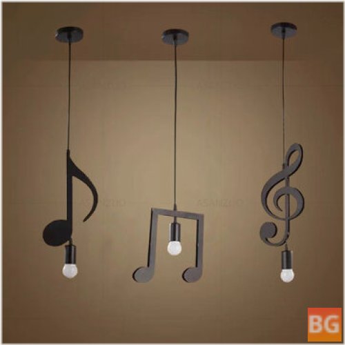 Black Pendant Lamp with Music Symbol