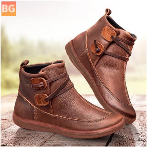Womens Classic Stitching Slip On Winter Ankle Boots