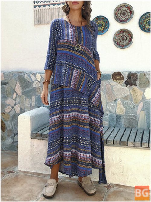 Vintage Plus Size Dress with Knit Pattern