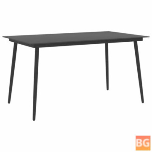 Dining Table with Black Glass and Steel Frame