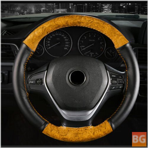 Wooden Car Steering Wheel Cover with Braid and Needles