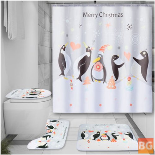Christmas Penguin Shower Curtain - 150x180CM