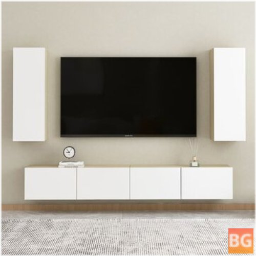TV Cabinet - 2 pcs White and Oak