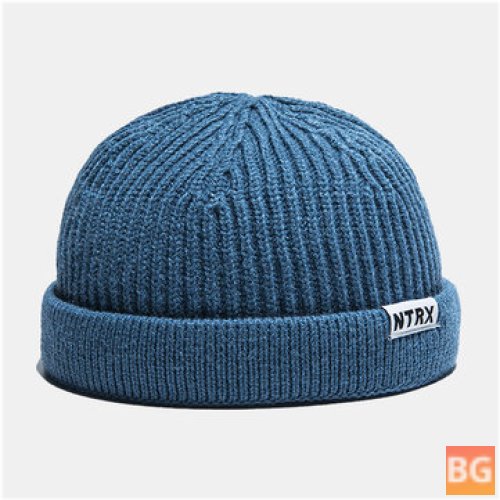 Casual Beanie with Patch and Woolen Design
