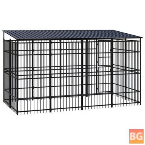 Outdoor Dog Kennel with Roofing Steel 79.3 ft²