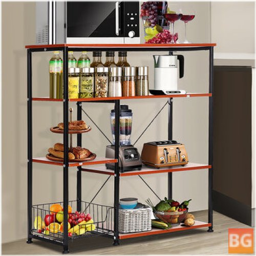 Kitchen Rack with a Basket for Durable Storage