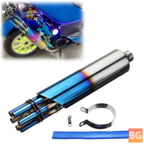 Blue Stainless Steel Motorcycle Muffler with Rotating Vent - 32mm