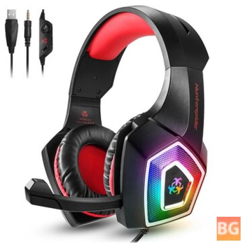 Hunterspider V1 Gaming Headset - Stereo Bass Game Headset with Mic Noise Cancelling LED Light