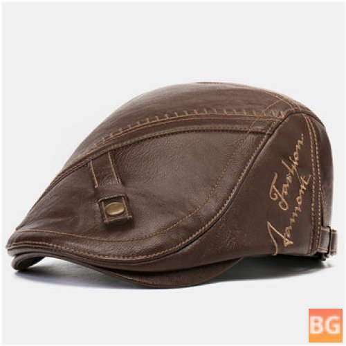 Newsboy Cap with Artificial Leather Printing