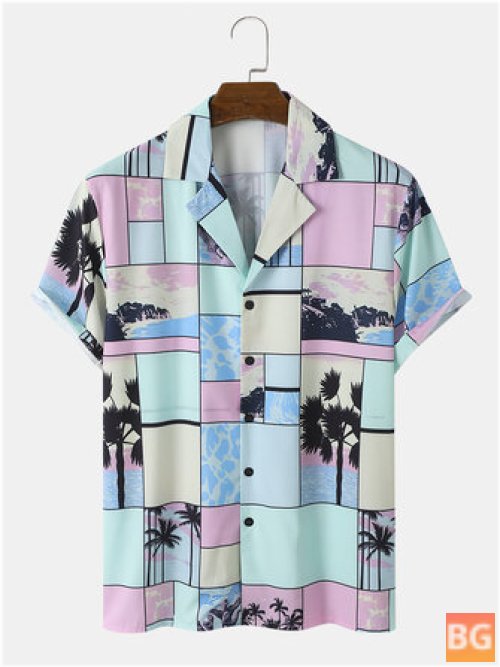 Tropical Print Holiday Short Sleeve Shirt
