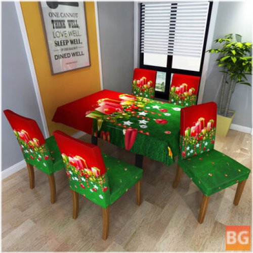 Christmas Tablecloth Chair Cover - 3D Print Dustproof Table Cover Chair Seat Protector Slipcover for Party Banquet Hotels Kitchen Home Office Furniture Decorations