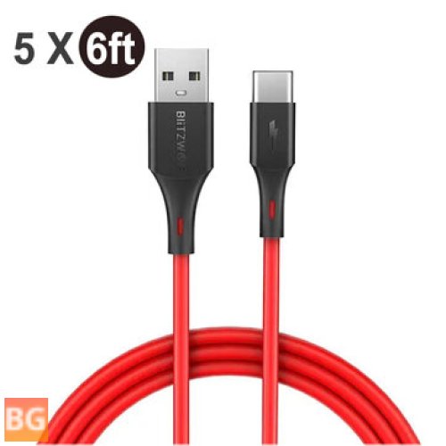 BlitzWolf® 3A QC3.0 USB-C Cable - 5 Pack, 6ft/1.8m